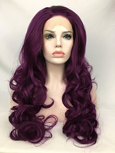 Cupidlovehair Long Big Curly Beautiful Purple Color Synthetic Lace Front Wigs 26inch