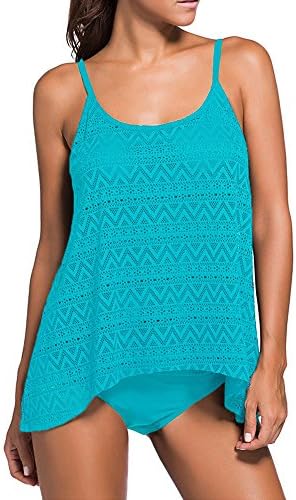 Akalili 2pcs/set Bikini Hollow Loose&amp;breathable Tankini Plus Size Swimsuit Top &amp; Bottom Swimming Suit