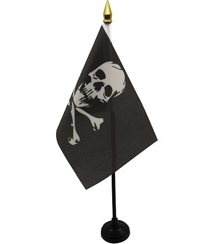 Drapeau De Table Miami 21x14 Cm - Socle Plastique Noir, Hampe 25 Cm, Polyester