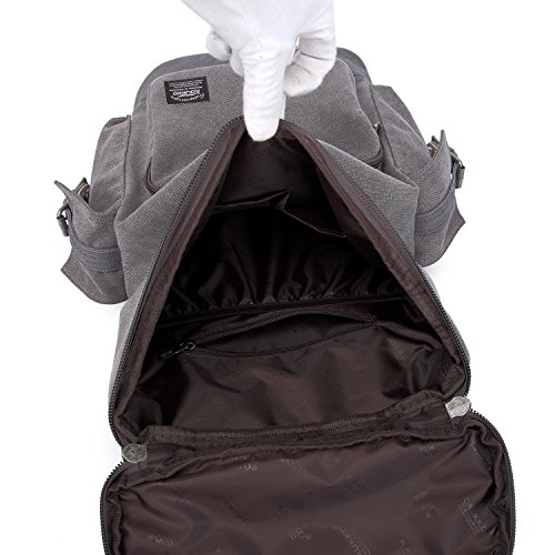 KAUKKO Damen Herren Segeltuch Rucksack Laptop Rucksäcke für Reisen Wandern - 6