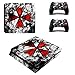 Produktbild Playstation 4 Slim + 2 Controller Aufkleber Schutzfolien Set - Umbrella Corporation /PS4 S