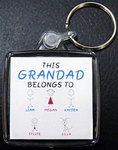 This Grandad belongs to... Customisable Keyring - suitable for up to 8 names. Perfect for Father's Day, Birthday, Christmas or a Gift.