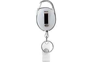 Karteo Porte-badge extensible blanc [1 pièce] Porte-badge avec mousqueton et anneau porte-clés pour pochettes d'identité, clés, porte-cartes
