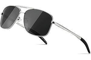 SUNGAIT Męskie Spolaryzowane Kwadratowe Okulary Przeciwsłoneczne Lotnicze Trwała Metalowa Rama do Wędkowania Jazdy Golfem 100% Ochrona Przed Promieniowaniem UV