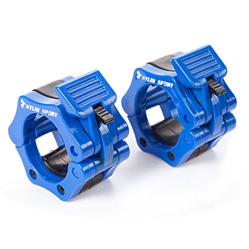 KYLIN SPORT Bague de Serrage Collier de Blocage Bague pour Haltère Haltérophilie Musculation Diamètre 50mm 1 Paire Matériel ABS (Bleu)