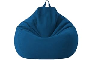 XIXIMAON Funda de Puff SIN Relleno Bolsa de Frijoles Bean Bag de Color Sólido con Asa Cubierta de Puff Pera Sofá Perezoso para Adultos y Niños Cubierta de Puf Pelota para Salón Dormitorio (Azul, L)