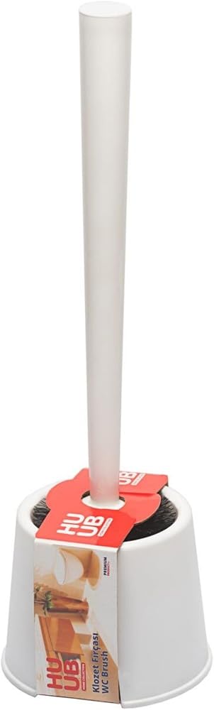 Huub hanger Plastik Tuvalet Fırçası, Mat Hazneli, Değiştirilebilir Başlıklı, Siyah Fırçalı, WC Fırçası (1, Beyaz)