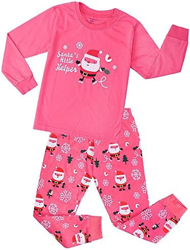 Kids Boys Girls Christmas Pyjamas Train Kids Pjs Sets 2 Piece Xmas Nightwear 100% Cotton Toddler Sleepwears Ages 2-7 Years Pink