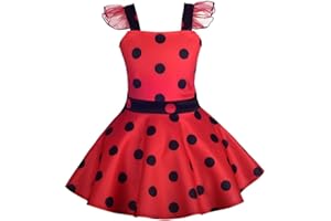 Lito Angels Vestito Costume Ladybug Coccinella con Ali e Accessori per Bambina, Gonna in Rosso a Pois
