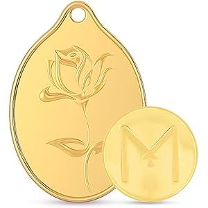 Malabar Gold and Diamonds 24k (999)1.1 grams | 24 kt Gold | Rose Coin cum Pendant