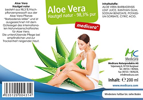 ALOE VERA HAUTGEL natur 98,3% pur 200 ml - 2