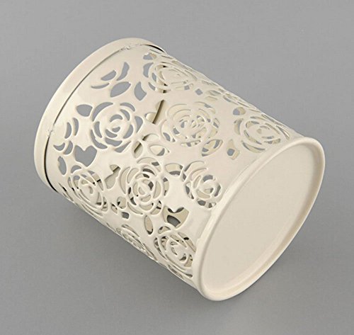 Leisial Florale-Design Metall Stiftehalter Stift Organizer Behälter,Weiss - 3