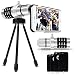 Produktbild Teleobjektiv Lens Set für Iphone – Luxsure 12X Handy Aluminium Zoom Linse Objektiv + 4pcs IPhone Cases for IPhone 8 / 7 Plus/ 7/ IPhone 6s Plus/ 6s/ 6 Plus/ 6 Use mit Mini Stativ (Silber)