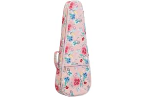 Surwin Ukulele Case, 21/23/26 Inch, Pink Flower, Concert, Soprano, Tenor, Gig Bag, Backpack, Padded, Adjustable Strap