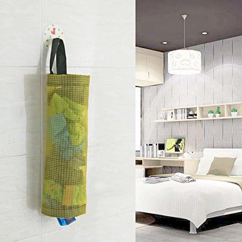 2 Pcs Hanging Folding Mesh Garbage Bag Trash Bags Holder Recycling Containers Plastic Waste Bag Storage For Kitchen, Yellow And Black