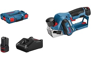 Bosch Professional 12V System cepillo a batería GHO 12V-20 (anchura del cepillo máx.: 56 mm, incl. 2 baterías 3.0Ah, cargador, 2 cuchillas de cepillado, L-BOXX)