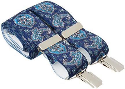 Quality Mens Paisley Suit Trouser Braces Suspenders With Strong Silver Colour Clips - Extra Long Size XL XXL XXXL