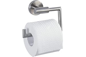 WENKO Toilettenpapierhalter mit Wandmontage ohne Deckel, Toilettenpapier- WC-Rollenhalter aus Edelstahl matt rostfrei, Mod. Bosio