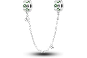 Hapour 925 de Plata de Ley Cadena de Seguridad para Pulseras Charms Dangle Colgantes Abalorios Joyería Regalo para Mujeres Niñas