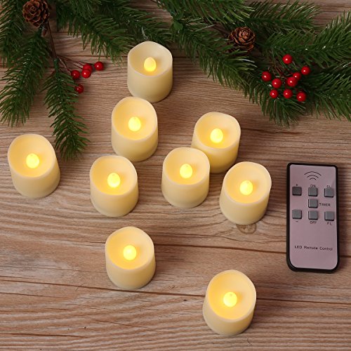 Amir Flammenlose Kerzen, 9er LED Kerzen, 3 Modi Kerzen mit Timer, Fernbedienung & Batterien, Dimmbare Teelichter LED Votive Weihnachtskerzen für Weihnachtsbaum, Weihnachtsdeko, Hochzeit, Geburtstags Party - 7