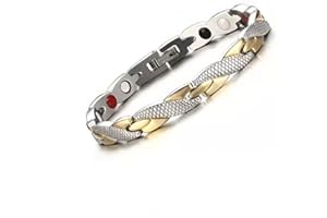 Momeski Edelstahl Schmuck Stahl Titan Magnetarmband Damen Magnetarmband Magnetisches Armreif für Männer Frauen (Silber+Gold)