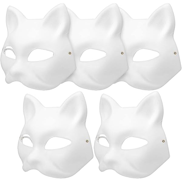 SAFIGLE 5Pcs Cat Mask Therian Mask Animal Mask Halloween Mask for Kids  Adults 2023 White Cat Mask Painted Face Mask Animal Hallowen Party Cosplay