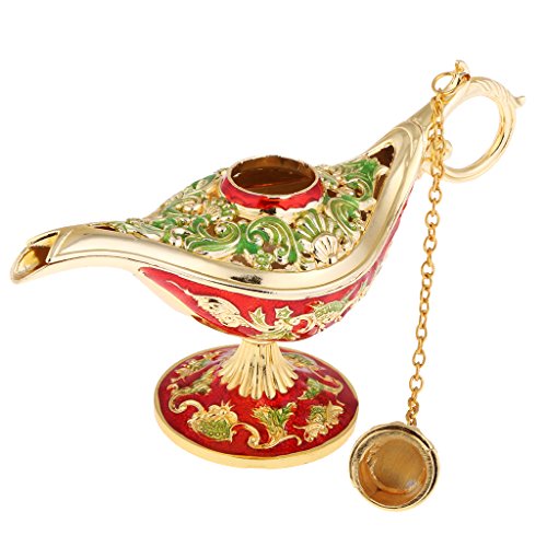 MagiDeal Wunderlampe aus der Aladdin Legende, Öllampe Sammlerstück, Gold & Mehrfabig - 9