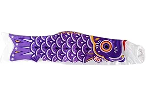 HomeDecTime Drapeau De Carpe Décoratif Japonais Koi Nobori Sailfish - Violet, 50cm
