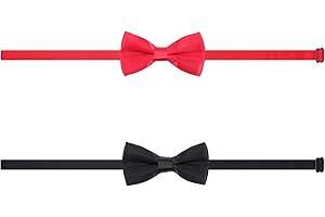 Yolev 2 Piezas Pajaritas para Niños Pajaritas de Satén Ajustables para Bebés Preatadas Clásicas para Bodas y Fiestas de Cumpleaños Accesorios de Vestir para Niños (Negro, Rojo)