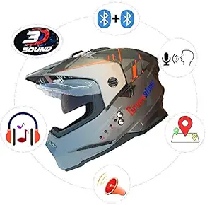 Green Stone G6 Moto Smart Dual Bluetooth Helmet with Voice Assistance Medium 580mm (Multicolour)