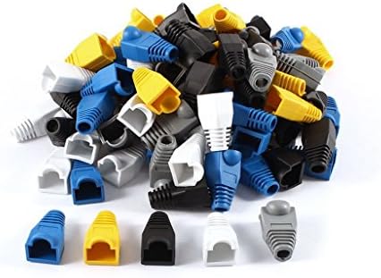 Ehao 100 Pcs Soft Plastic Ethernet RJ45 Cable Connector Boots Plug Cover