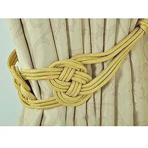 MagiDeal Anqitue Curtain Tie Back Holdback Tieback Braided Cord Drapery Clip Buckle 75cm, EU Fashion - gold, 75cm