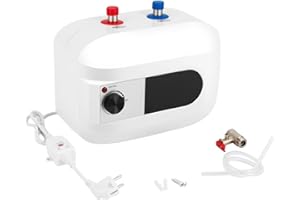 MINRS 6 l, scaldabagno elettrico, da cucina, 1500 W, 220 V, scaldabagno istantaneo, 30 – 65 °C, per lavabo, cucina, bagno, bianco