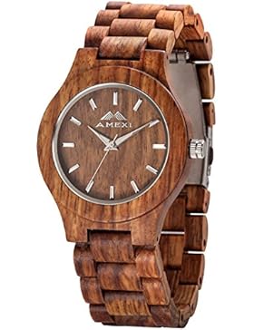 [Gesponsert]AMEXI Herren Quarzuhr mit Uhr Armbanduhr für Männer Natur handgefertigt