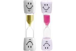 REQAG 2 PCS Sabliers Minuterie Horloge de Sable Hourglass avec Le Visage Souriant Horloge à Sable Sablier pour Enfant pour Jeux,Cuisine, Exercice,Etude,Brossage etc(3 Minutes)