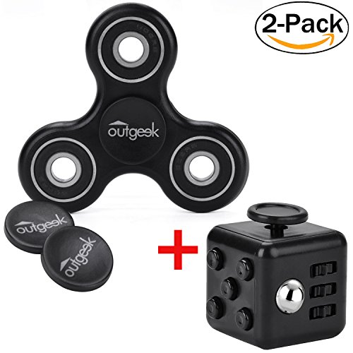 Fidget Spinner, Outgeek Fidget Cube Fidget Toys Tri Fidget Hand Spinner Fidget Dice Stress Reducer Perfect For ADD, ADHD, Anxiety, and Autism 2 Pack