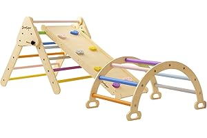BanaSuper Colorato Triangolo Arrampicata 3 in 1 con Rampe e Arco Set Arrampicata Triangolo Montessori Giocattoli per Arrampicata per Bambini Parco Giochi Interno Palestra Regalo per Bambini