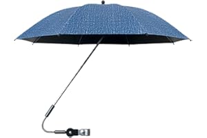 Poupangke Kinderwagen-Regenschirm, extra groß, UV-Schutz, LSF 50+, Sonnenschirm mit Klemme, 360 Grad wasserdichter Regenschirm für Kinderwagen, Sonnenschutz für Trolley