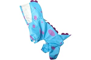 XIAOYU Impermeable con Divertido Dinosaurio para Perros con Capucha y Anilla en D para arnés, Chaqueta Impermeable para Perros pequeños y Gatos, Mono de 4 Patas, Ropa Impermeable Ligera, XL