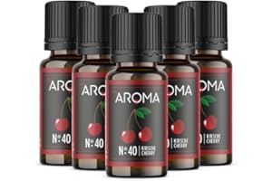 ‎MY AROMA myAROMA flavour drops – Kirsche 5x10ml, flavour drops zuckerfrei, kalorienfrei & vegan, natürliches Lebensmittelaroma ohne künstliche Farbstoffe für Backen, Essen und Trinken, Nr. 40