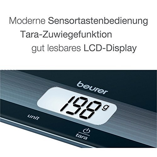 Beurer KS 19 digitale Küchenwaage (mit Tara-Zuwiegefunktion, Sensortastenbedienung, 5 kg Tragkraft) schwarz - 4