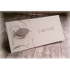 Tischkarte Namenskarte Kommunion Konfirmation Firmung Taufe Fisch taupe stein hellbraun