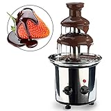 Monsterzeug Elektrischer Schokobrunnen - Deluxe, Schokoladenbrunnen aus Edelstahl, Schokofondue Set - 3 Ebenen, Schokoladen-Fontäne fürs Buffet