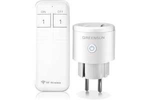 Télécommande prise, GreenSun Prise connectée Sans Fil, Commande à Distance Prise, Prise de Courant Domotique avec Télécommande RF