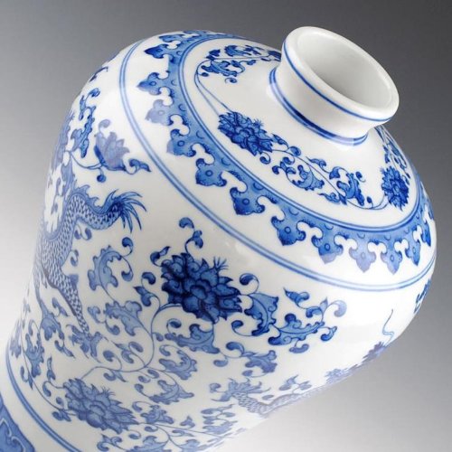 blauen und weißen Porzellan-Drache Vasen - 2