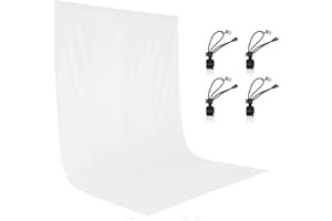 EMART 6x9ft White Backdrop for Photography, 1.8x2.8m 100% Muslin Photography Backdrop White Photo Backdrop Collapsible Background for Photo Video Studio, 4 x Backdrop Clip