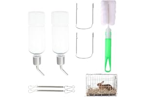 YEAPEAK Trinkflasche für Kaninchen und Kleintiere - 2 x 180ml Wasserflaschen für Meerschweinchen, Hamster, Chinchillas mit Reinigungsbürste