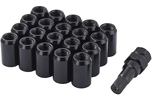XRMXF 20 Stück Kegel 60° Schmal Sechskantschlüssel Stahl Lug Nuts M12 x 1,25 Radmuttern (Schwarz)