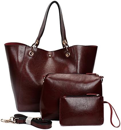 Ephraim Women Handbags Fashion PU Leather Handbag+Shoulder Bag+Purse+Card Holder 4pcs Tote Bag Purse