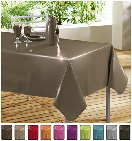 Rectangular Oilcloth PVC Wipe Clean Tablecloth 140cm x 240cm 55"x94" (Glossy Taupe)